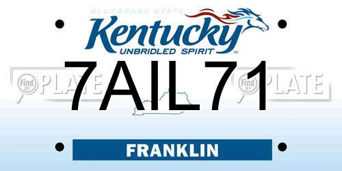 7AIL71 Kentucky License Plate