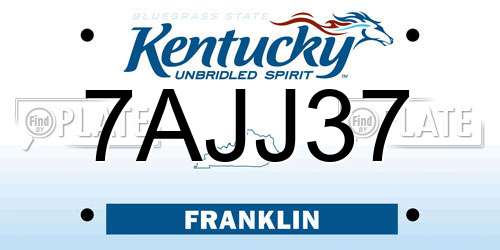 7AJJ37 Kentucky License Plate