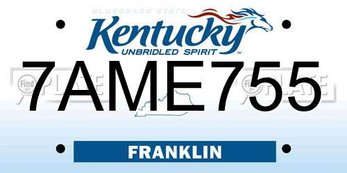 7AME755 Kentucky License Plate