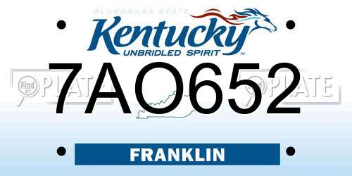 7AO652 Kentucky License Plate