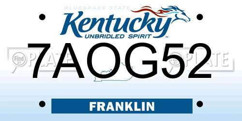 7AOG52 Kentucky License Plate