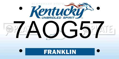 7AOG57 Kentucky License Plate