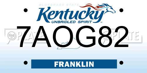 7AOG82 Kentucky License Plate