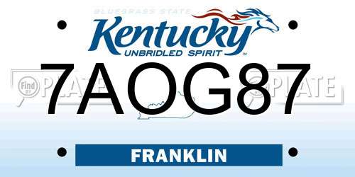 7AOG87 Kentucky License Plate