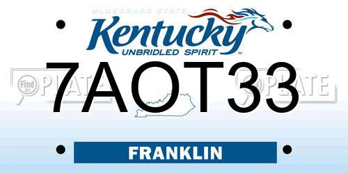 7AOT33 Kentucky License Plate