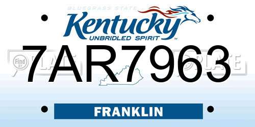 7AR7963 Kentucky License Plate