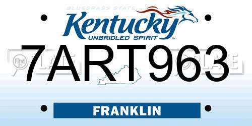 7ART963 Kentucky License Plate