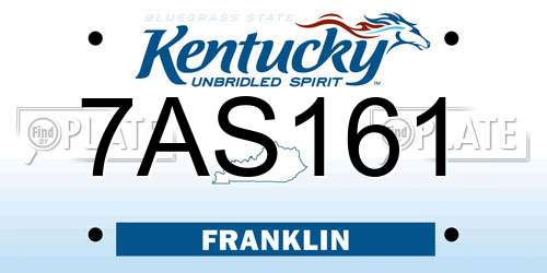 7AS161 Kentucky License Plate