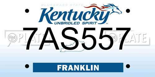 7AS557 Kentucky License Plate
