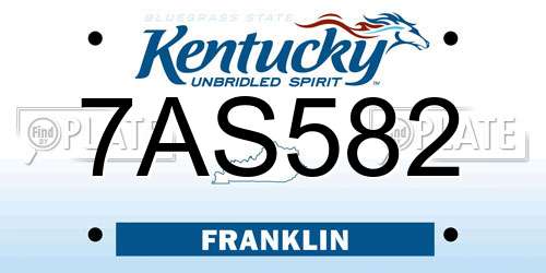 7AS582 Kentucky License Plate