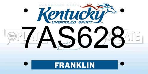 7AS628 Kentucky License Plate