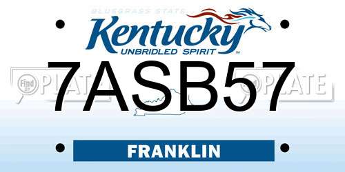 7ASB57 Kentucky License Plate