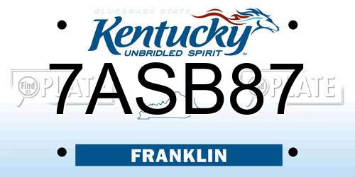 7ASB87 Kentucky License Plate