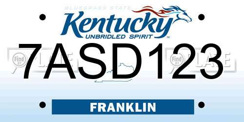 7ASD123 Kentucky License Plate