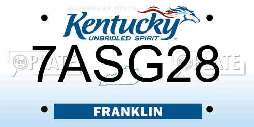 7ASG28 Kentucky License Plate