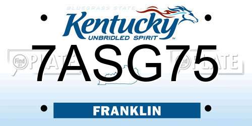 7ASG75 Kentucky License Plate
