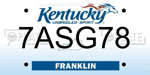 7ASG78 Kentucky License Plate
