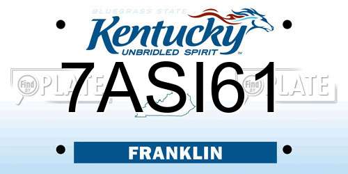 7ASI61 Kentucky License Plate