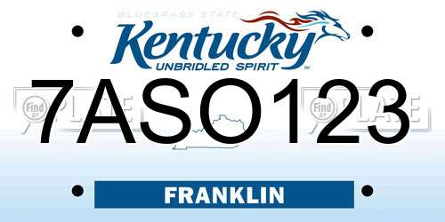 7ASO123 Kentucky License Plate