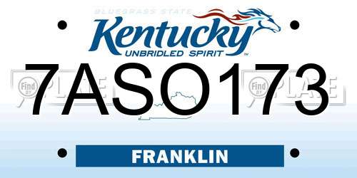 7ASO173 Kentucky License Plate