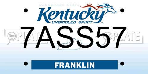 7ASS57 Kentucky License Plate