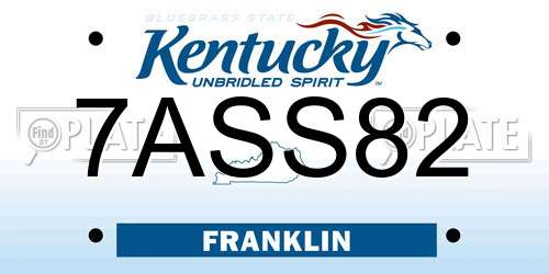 7ASS82 Kentucky License Plate