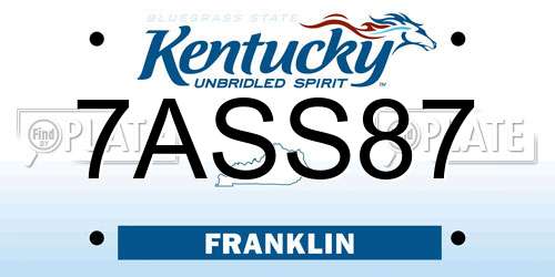 7ASS87 Kentucky License Plate