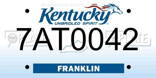 7AT0042 Kentucky License Plate