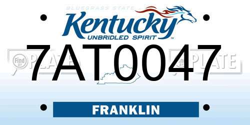 7AT0047 Kentucky License Plate
