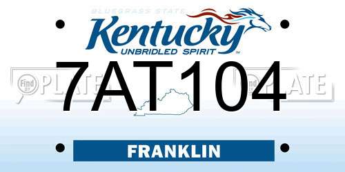 7AT104 Kentucky License Plate