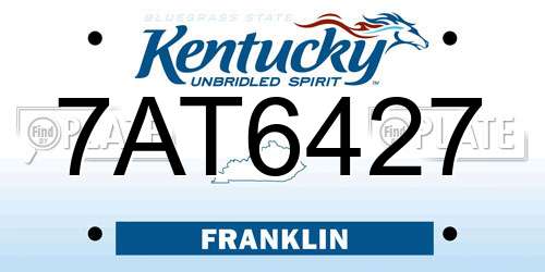 7AT6427 Kentucky License Plate
