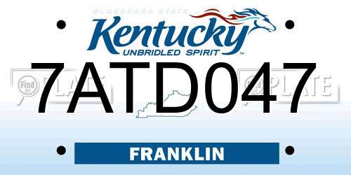 7ATD047 Kentucky License Plate