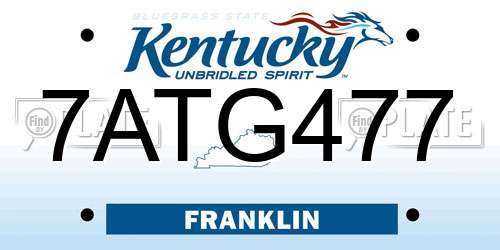 7ATG477 Kentucky License Plate