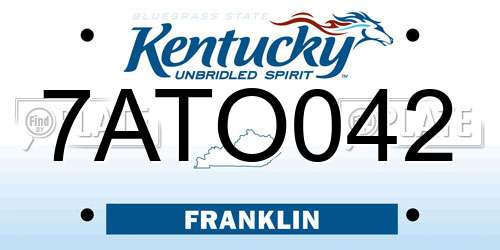 7ATO042 Kentucky License Plate