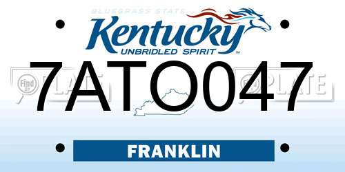 7ATO047 Kentucky License Plate