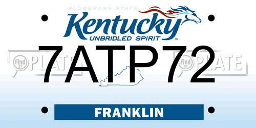 7ATP72 Kentucky License Plate