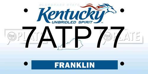 7ATP77 Kentucky License Plate