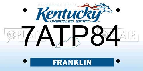 7ATP84 Kentucky License Plate