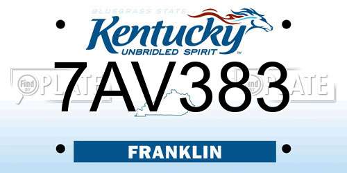 7AV383 Kentucky License Plate
