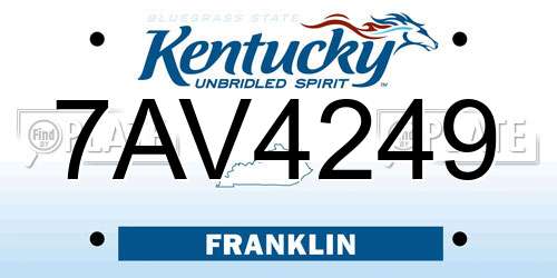 7AV4249 Kentucky License Plate