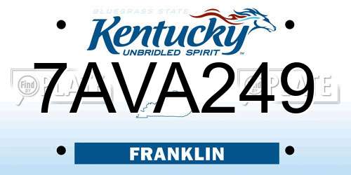 7AVA249 Kentucky License Plate