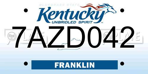 7AZD042 Kentucky License Plate