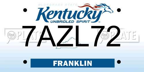 7AZL72 Kentucky License Plate