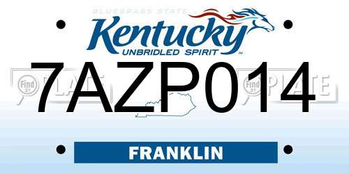7AZP014 Kentucky License Plate