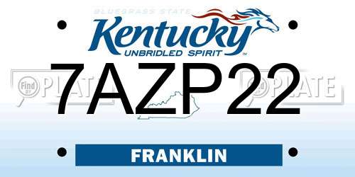 7AZP22 Kentucky License Plate