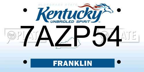 7AZP54 Kentucky License Plate