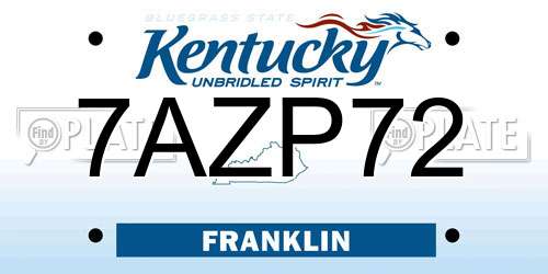 7AZP72 Kentucky License Plate