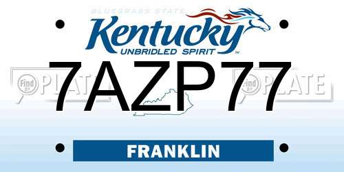 7AZP77 Kentucky License Plate