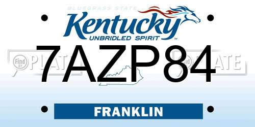 7AZP84 Kentucky License Plate