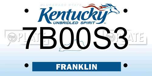7B00S3 Kentucky License Plate